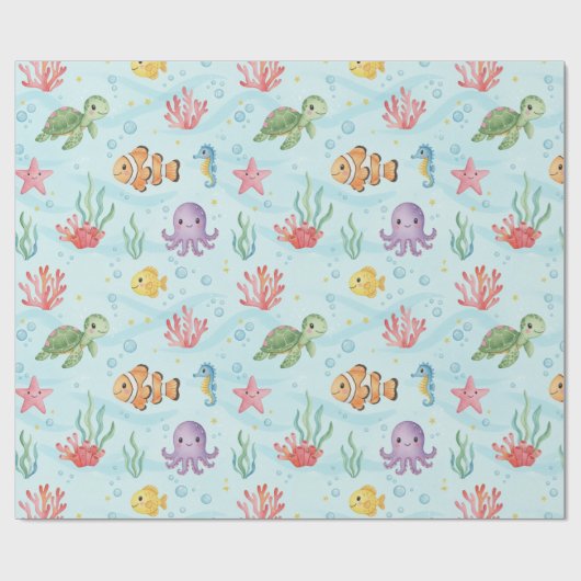 Under the Sea Party Colourful Ocean Creatures Cadeaupapier (Vlak)