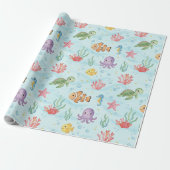 Under the Sea Party Colourful Ocean Creatures Cadeaupapier (Uitgerold)