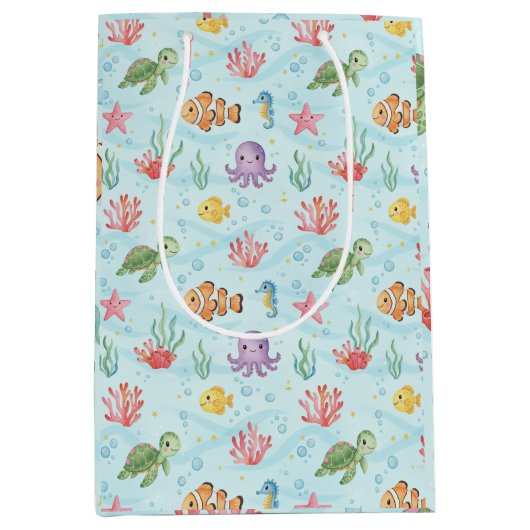 Under the Sea Party Colourful Ocean Creatures Medium Cadeauzakje (Voorkant)
