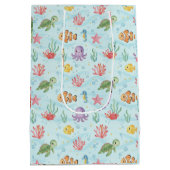 Under the Sea Party Colourful Ocean Creatures Medium Cadeauzakje (Achterkant)