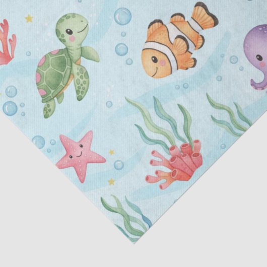 Under the Sea Party Colourful Ocean Creatures Tissuepapier (Detail)