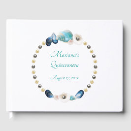 Under the Sea Quinceanera Feest Teal Blauwe Schelp Gastenboek