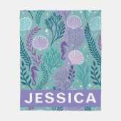 Under the Sea Seahorse Shell Ocean Fantasy Fleece Deken (Voorkant)