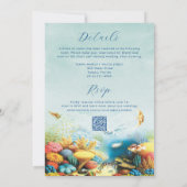 Under the Sea Shark Aquarium All-in-one QR Wedding Kaart (Achterkant)