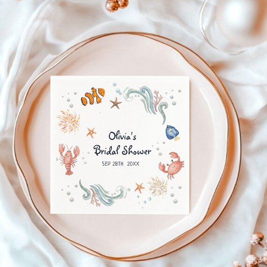 Under the Sea She's a Catch Bridal Shower Cocktail Servet