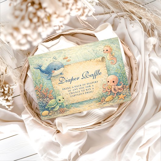 Under the Sea Storybook Baby Shower Diapper Raffle Informatiekaartje