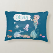 Under the Sea Sweet Mermaid Personalized Accent Kussen (Achterkant)