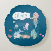 Under the Sea Sweet Mermaid Personalized Rond Kussen (Voorkant)
