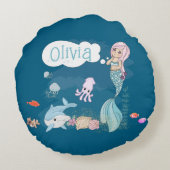 Under the Sea Sweet Mermaid Personalized Rond Kussen (Achterkant)