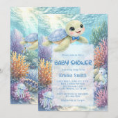 Under the Sea Turtle Boy Baby Shower Kaart (Voorkant / Achterkant)