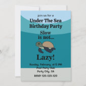 Under The Sea Turtle Funny Birthday Party Kaart (Voorkant)