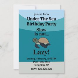Under The Sea Turtle Funny Birthday Party Kaart