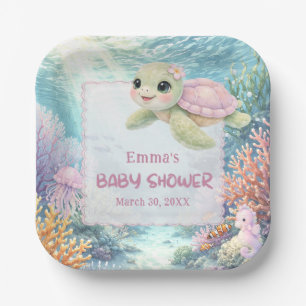 Under the Sea Turtle Girl Baby Shower Papieren Bordje
