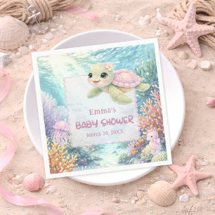 Under the Sea Turtle Girl Baby Shower Servet