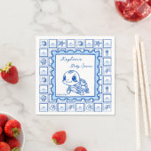 Under the sea turtle retro post stamp monogrammed servet (Insitu)