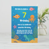 Under the Sea Underwater Birthday Invitation Kaart (Staand voorkant)