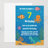 Under the Sea Underwater Birthday Invitation Kaart (Voorkant / Achterkant)