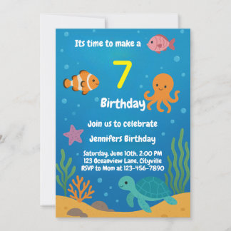 Under the Sea Underwater Birthday Invitation Kaart