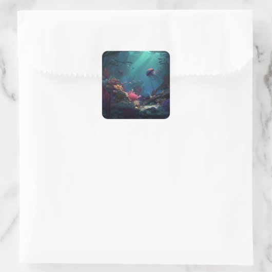 Under The Sea Vierkante Sticker (Tas)