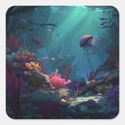 Under The Sea Vierkante Sticker (Voorkant)