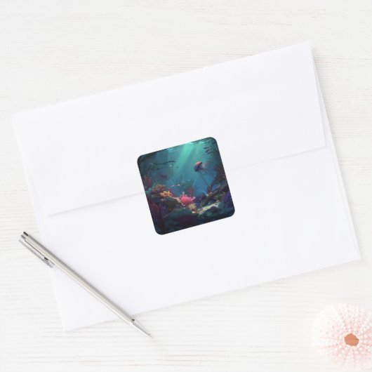 Under The Sea Vierkante Sticker (Envelop)