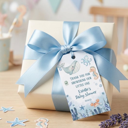 Under the Sea Walvis Octopus Krab Baby Borrel Cadeaulabel