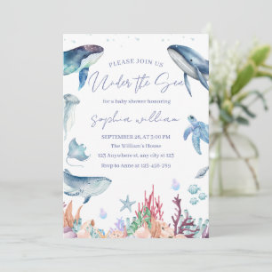 Under the Sea Watercolor Baby Borrel Kaart