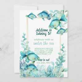 Under the Sea Watercolor Birthday Invitation Kaart