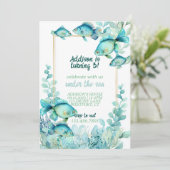 Under the Sea Watercolor Birthday Invitation Kaart (Staand voorkant)