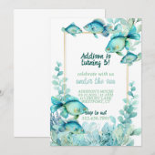 Under the Sea Watercolor Birthday Invitation Kaart (Voorkant / Achterkant)