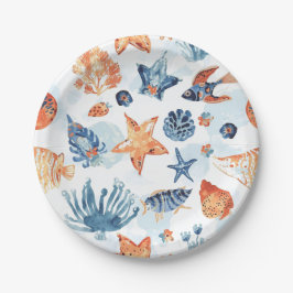 Under the Sea | Watercolor Coral Ocean Animals Papieren Bordje