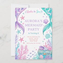 Under The Sea Watercolor Party Invite Kaart