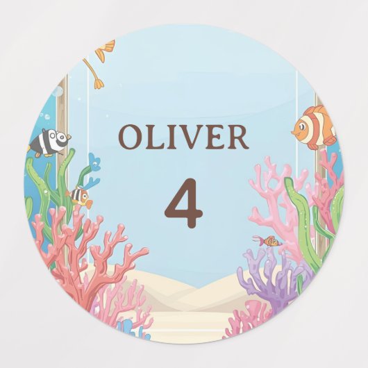 Under the Sea Waterproof Labels, Oliver Name Label (Design 1)