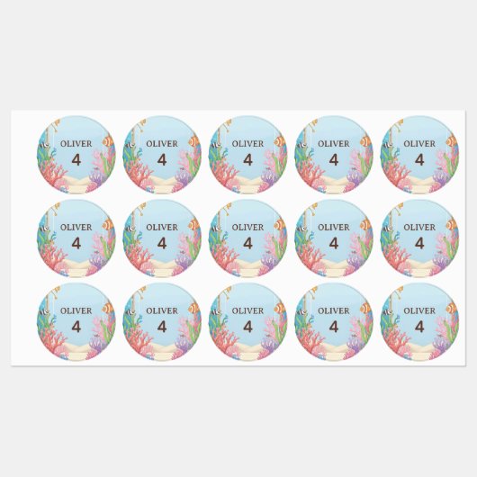 Under the Sea Waterproof Labels, Oliver Name Label (Vel)