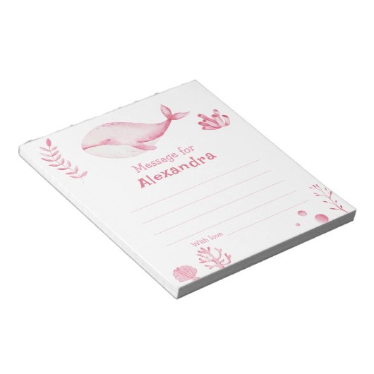 Under the sea Whale birthday time capsule message Notitieblok (Schuin)