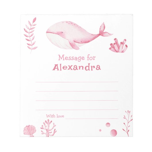 Under the sea Whale birthday time capsule message Notitieblok (Voorkant)