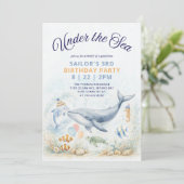 Under the Sea Whale & Ocean Animals Birthday Kaart (Staand voorkant)