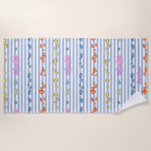 Under the sea with nautical stripes. Customisable Strandlaken (Voorkant)