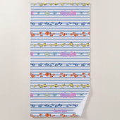 Under the sea with nautical stripes. Customisable Strandlaken (Voorkant)