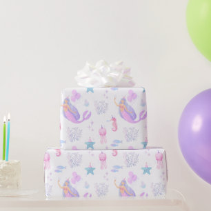 Under The Sea Zeemeermin Meisje 1e Verjaardag Zeel Cadeaupapier
