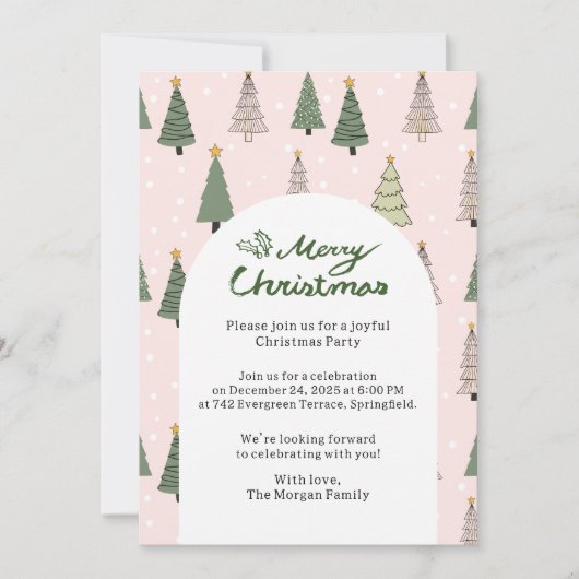 Under the Snowy Trees – Christmas Party Kaart (Voorkant)