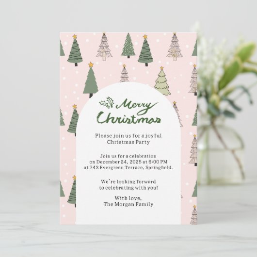 Under the Snowy Trees – Christmas Party Kaart (Staand voorkant)