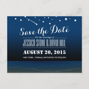 Under the Stars Beach Wedding Bewaar de datum Aankondigingskaart