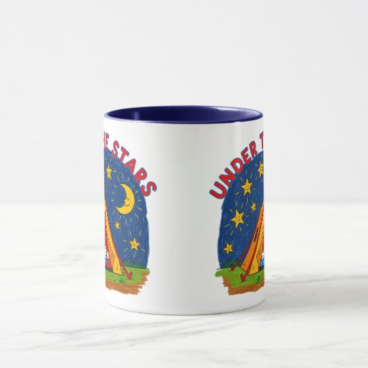 Under the Stars Kids Camping Drawing Mok (Midden)