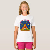 Under the Stars Kids Camping Drawing T-shirt (Voorkant volledig)