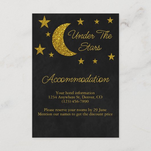 Under the Stars Verjaardagsaccommodatie Informatiekaartje (Voorkant)