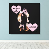 Under Umbrella: Romantic Couple Kissing in Rain Canvas Afdruk (Insitu (Houten vloer))