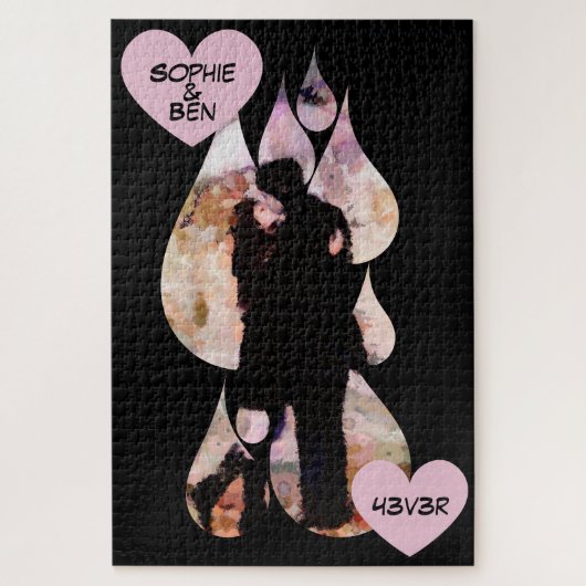 Under Umbrella: Romantic Couple Kissing in Rain Legpuzzel (Verticaal)
