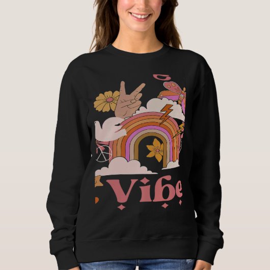 Undergrad Sfeer School Groovy Retro Boho Regenboog Trui (Voorkant)