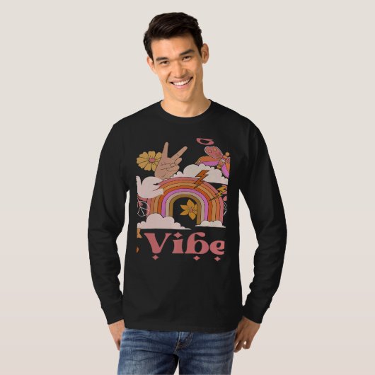 Undergrad Vibes School Groovy Retro Boho Rainbow C T-shirt (Voorkant volledig)